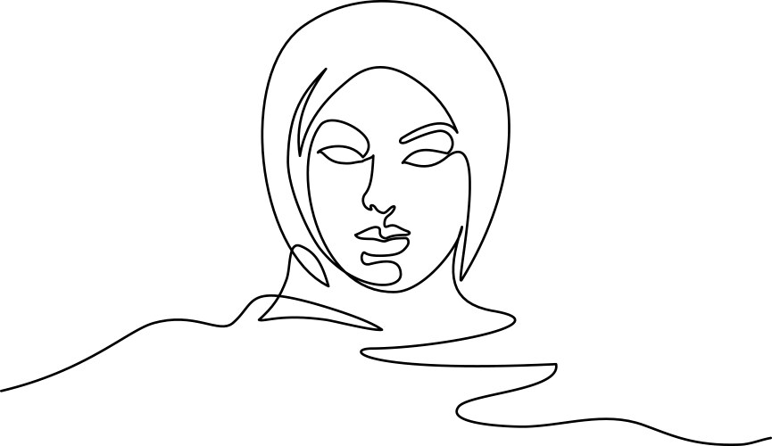 portrait pretty muslim woman one line drawing vector image