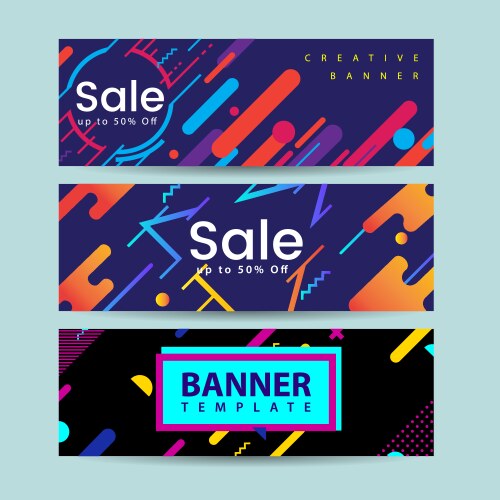 Abstract motion banners colorful geometric shapes vector image