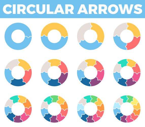 Business infographics circular arrows with 1 - 12 vector image