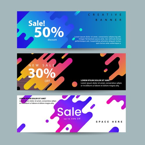 Abstract motion banners colorful geometric shapes vector image