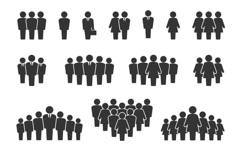 Person group people silhouette icons citizen vector image