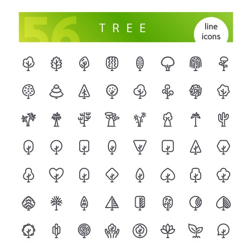 Tree line icons set vector image