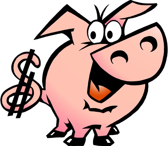 Hand-drawn of an dollar pig vector image