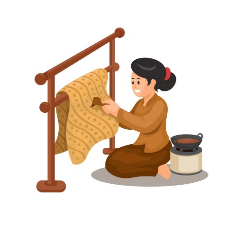 Woman making traditional batik cloth vector image