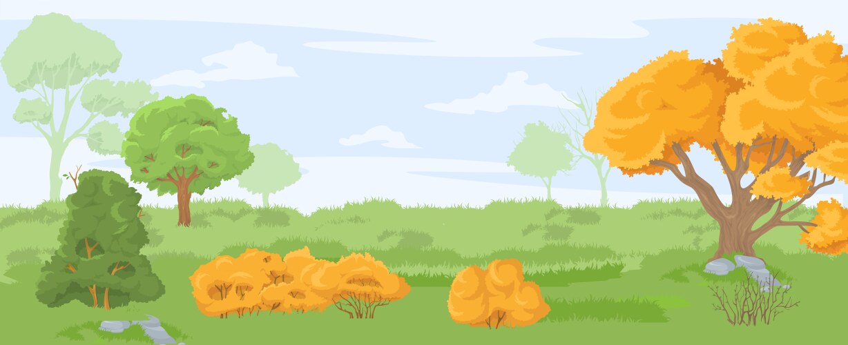 Cartoon garden field flat nature background vector image