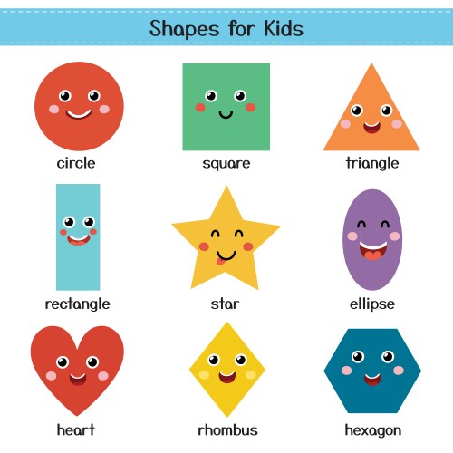 Cute shapes for kids poster learning basic vector image