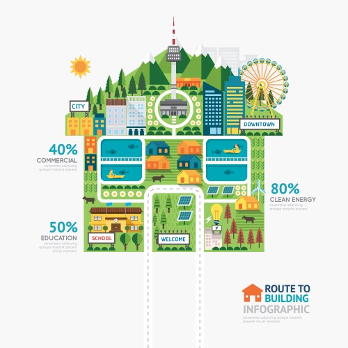 infographic business building house shape template vector image