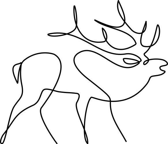 Christmas deer silhouette logo continuous one line vector image