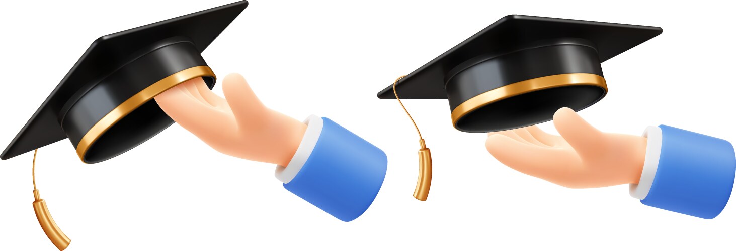 Hand holds square black academic cap vector image