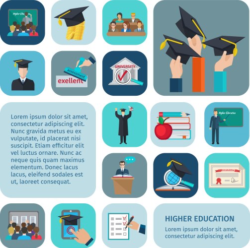 higher education icons flat vector image