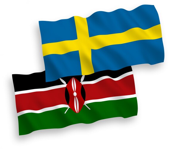 Flags sweden and kenya on a white background vector image