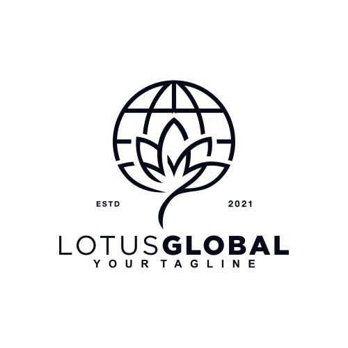 Global lotus logo design template inspiration idea vector image