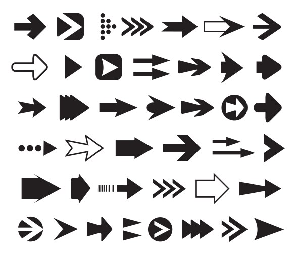 Arrows collection set silhouettes vector image