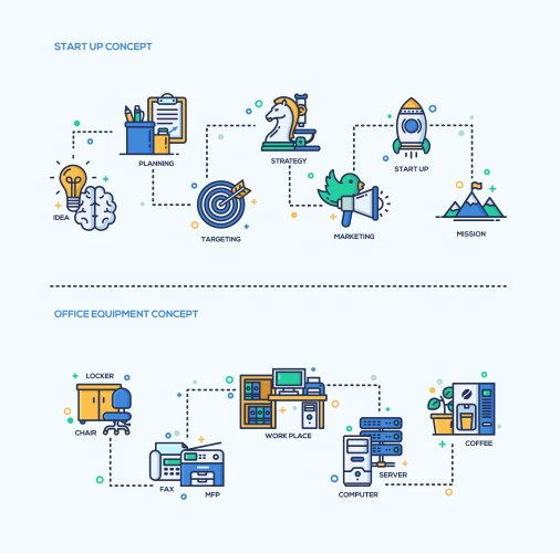 Start up office equipment business concept vector image