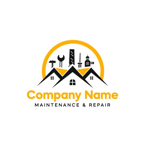 Home remodeling and repair logo design with tools vector image