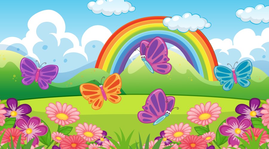 nature scene background with butterflies vector image