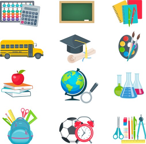 School education icons set vector image