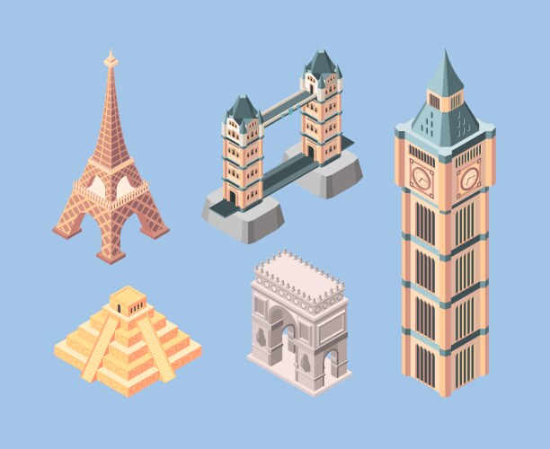 Landmarks isometric world famous buildings vector image