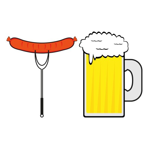 sausage and a mug of beer vector image