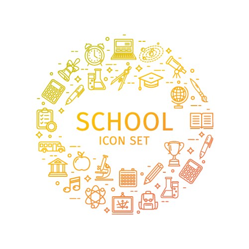 School round design template thin line icon vector image