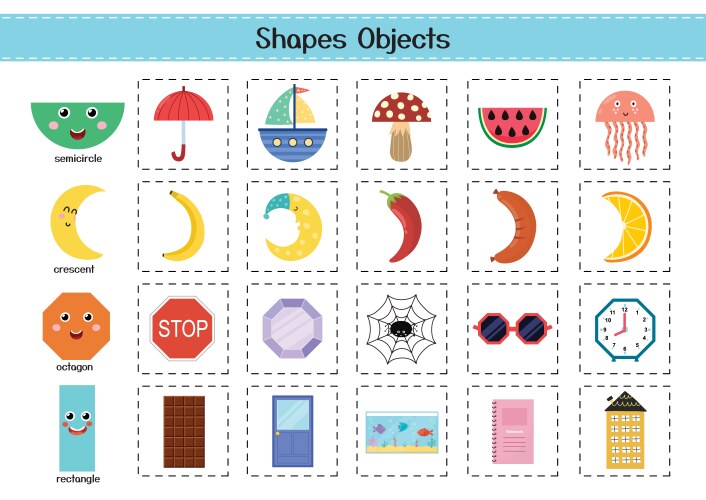 Shapes objects set for kids basic geometric vector image