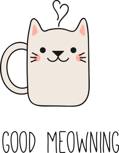 Cute cat mug cup vector image