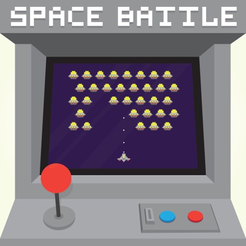 Old school pixel art style ufo arcade machine game vector image