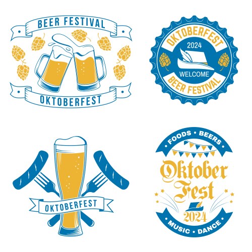 Set of oktoberfest logos or badges design vector image