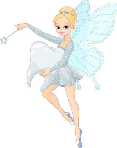 Cute tooth fairy flying vector image