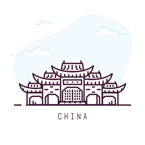 china line city vector image