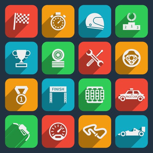 car tools and race icons vector image