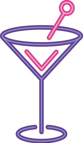 Neon cocktail martini vector image