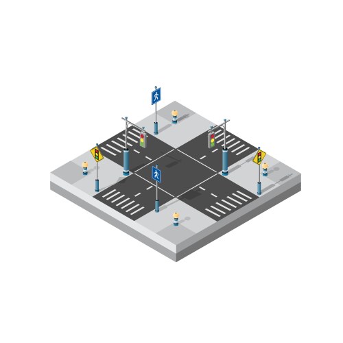 City street intersection isometric vector image