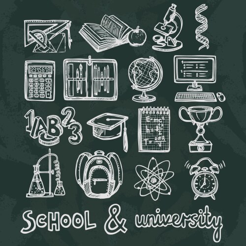 school education chalkboard icons vector image