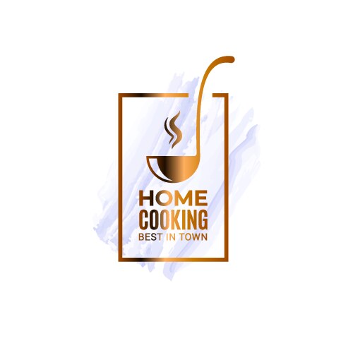 Home cooking watercolor logo with ladle on white vector image