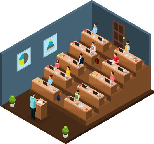 isometric university education concept vector image