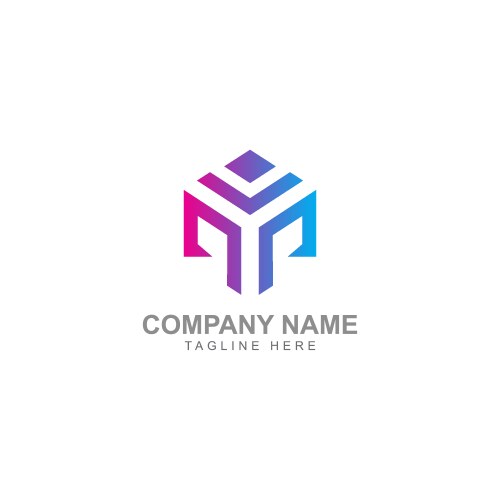 M shape line initial company logo vector image