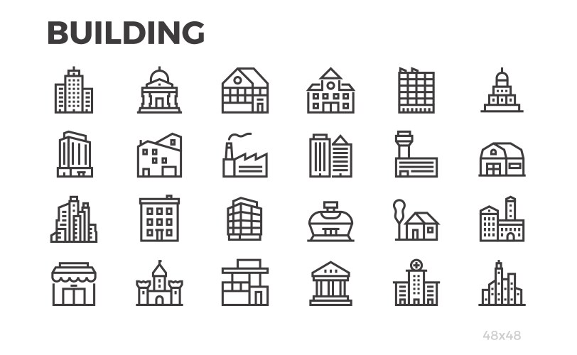 Building icons city house home architecture vector image