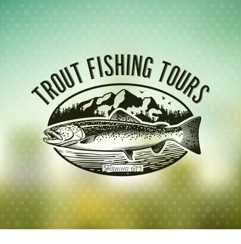 Vintage trout fishing emblems vector image