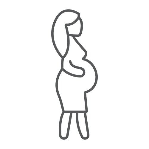 Pregnant mother thin line icon and child vector image