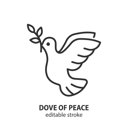 Dove of peace line icon pigeon with olive branch vector image