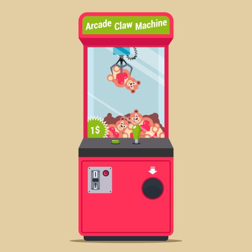 Arcade with a hook and plush toys machine vector image