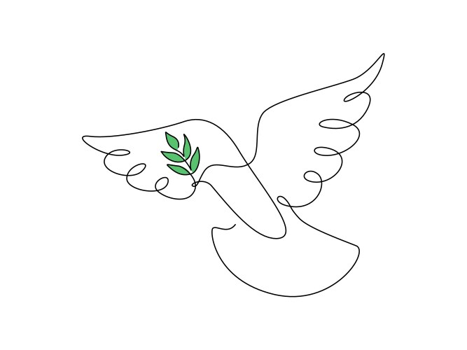 peace dove with green olive branch in one vector image