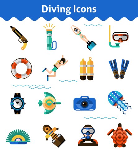 Diving icons set vector image