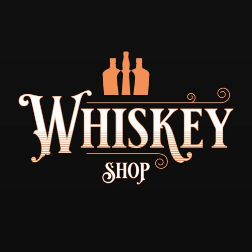 Whisky or whiskey shop logo with bottles vector image