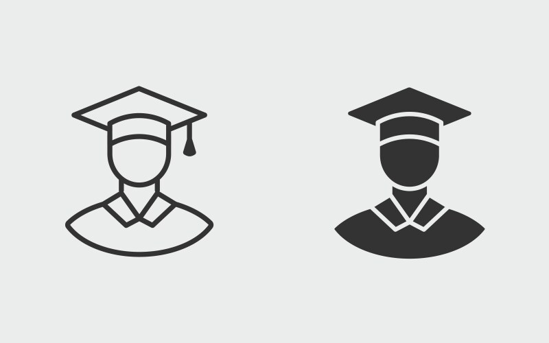 Graduation cap icon for graphic and web vector image