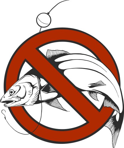 No fishing sign in circle shape vector image