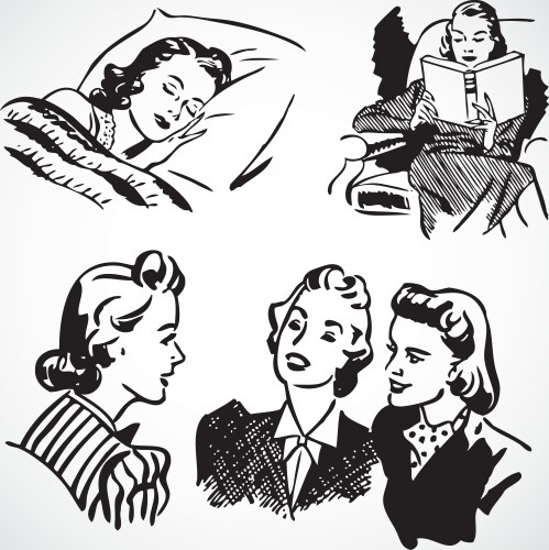 Retro women at home vector image