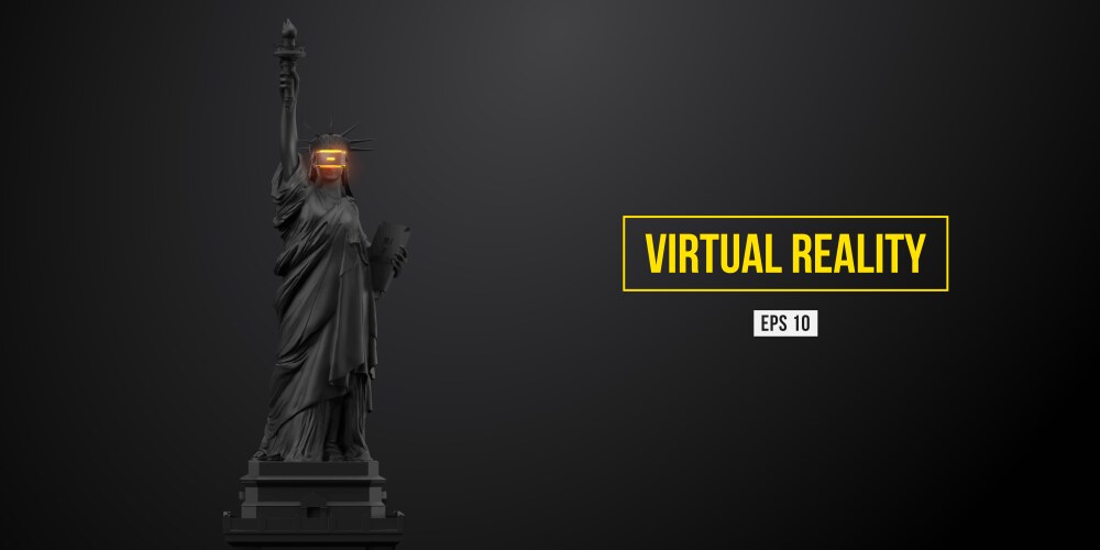 vr headset statue libarty wearing virtual reality vector image