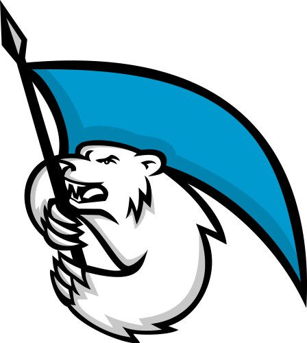 Angry polar bear brandishing flag mascot vector image